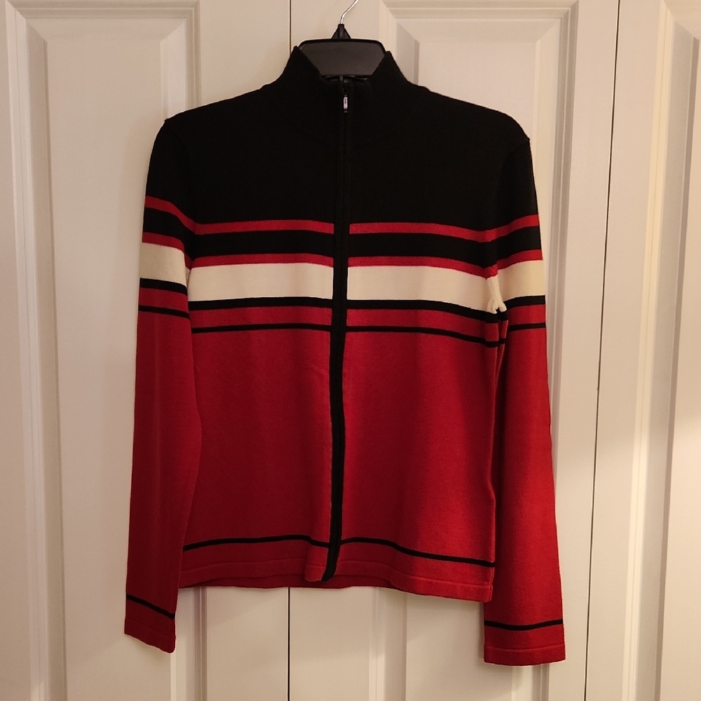Jones Wear Sport Black and Red Zip-Up Sweater